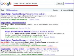 first page of rannking 300x230 Rannking in Google